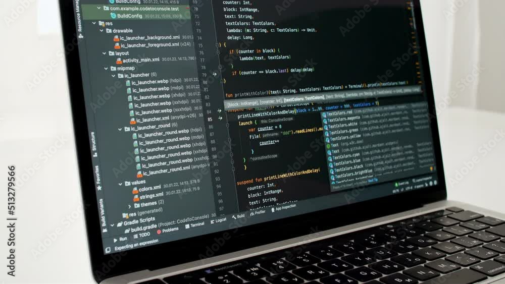 Coding on the screen, HTML encoding and programming on a laptop screen, developer, web development. Computer Web Developer. Cloud data social network media or virus. High quality 4k footage