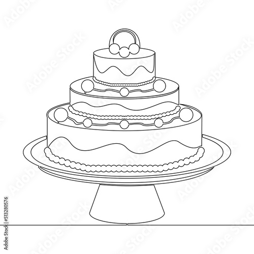 Continuous line drawing Globs of cookies dough on baked of sweet cake icon vector illustration concept © tiverets