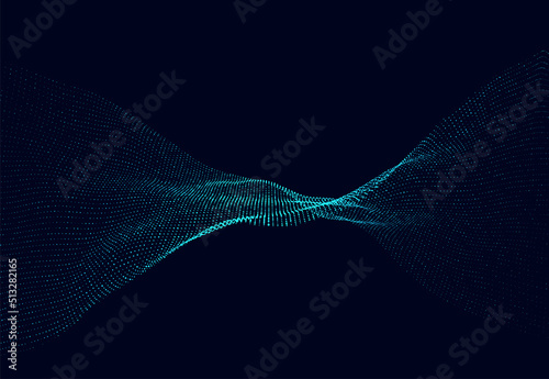 Molecular background with DNA. Network concept. Music sound wave. Big data visualization. Abstract connecting dots on the backdrop.