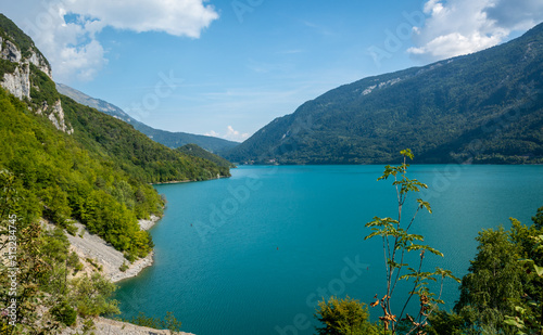 Fényképezés View of Molveno lake in The Adamello - Brenta nature Park