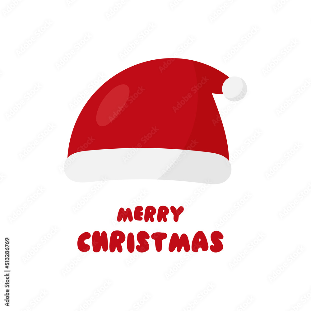 Greeting card with Santa Claus hat. Vector illustration in cartoon style. Greeting card with Santa Claus hat. Vector illustration in cartoon style.