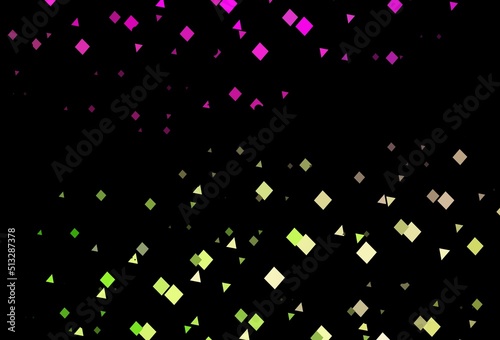 Dark pink, green vector texture in poly style with circles, cubes.