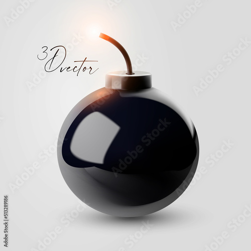3D glossy bomb with burning wick.