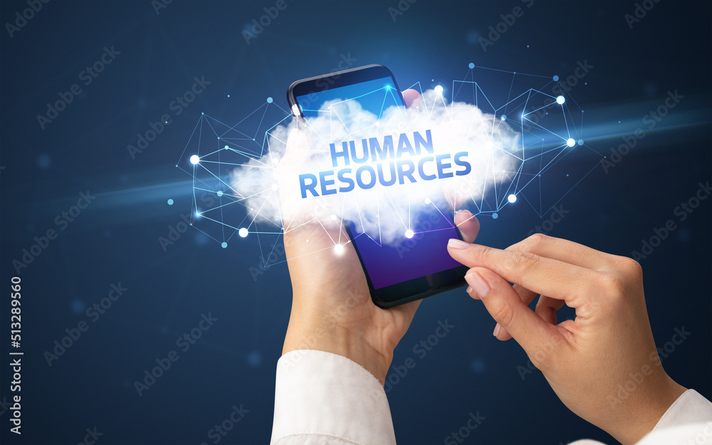 Hand using smartphone with cloud business concept Hand using smartphone with cloud business concept