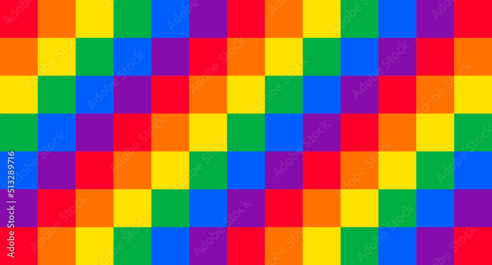 Square tile rainbow colorful background design. Happy LGBT pride month theme vector template. 