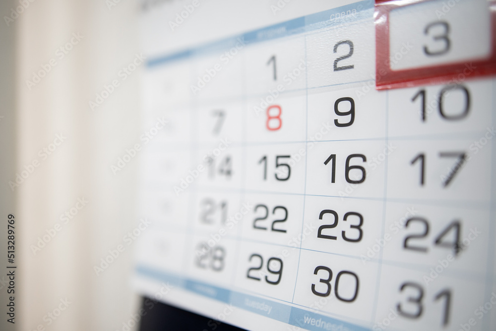 Obraz premium Calendar page with date