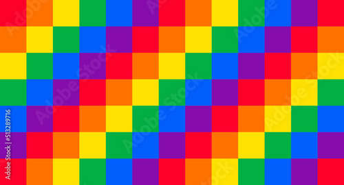 Square tile rainbow colorful background design. Happy LGBT pride month theme vector template. 