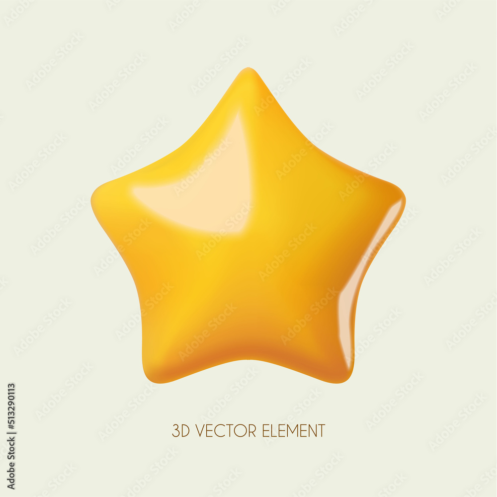3D yellow star. Win, award and show design element. 3D yellow star. Win, award and show design element.