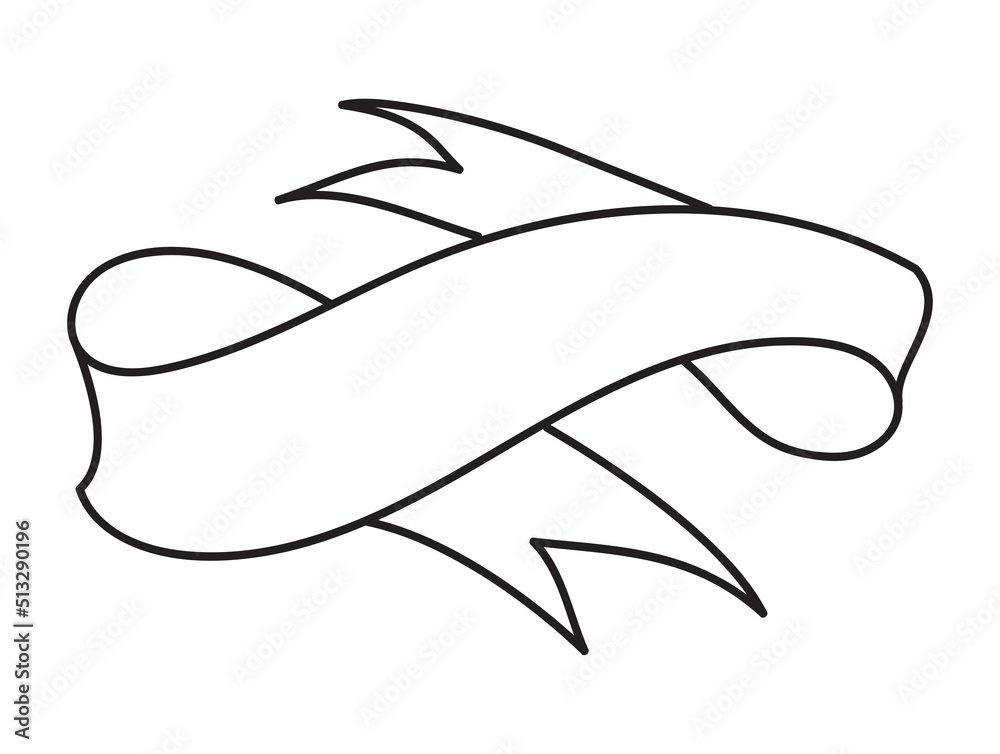 Obraz premium ribbon banner vector outline vintage style Tapes hand drawn