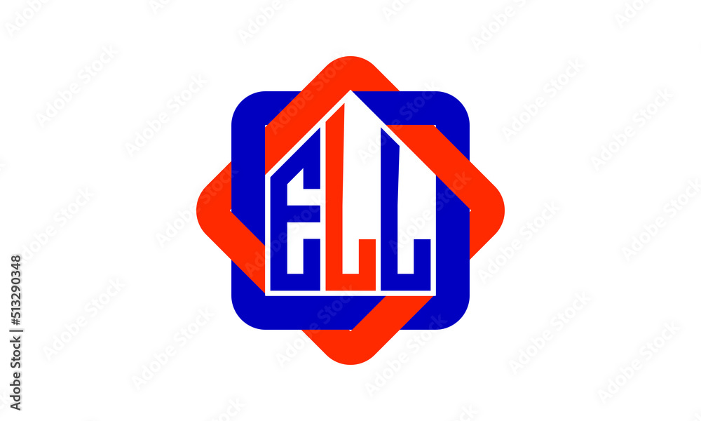 ELL three letter real estate logo with home icon logo design vector