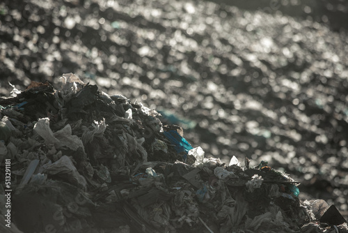 Old garbage landfill near a large city, reclamation