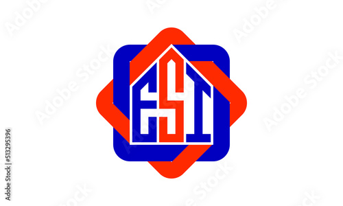ESI three letter real estate logo with home icon logo design vector template | construction logo | housing logo | engineering logo | initial letter logo | minimalist logo | property logo |