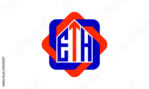 ETH three letter real estate logo with home icon logo design vector template | construction logo | housing logo | engineering logo | initial letter logo | minimalist logo | property logo |