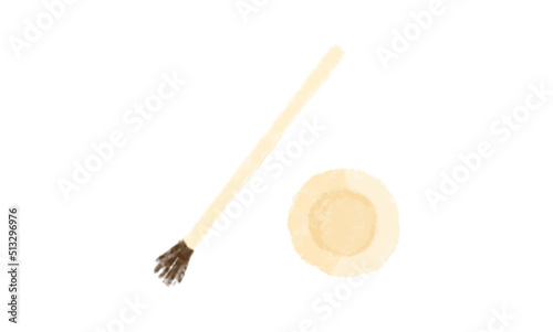 筆とパレットの主線なしイラスト