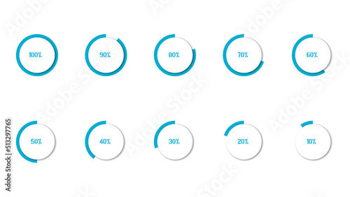 Percentage infographics elements set in shape of simple flat ring object
