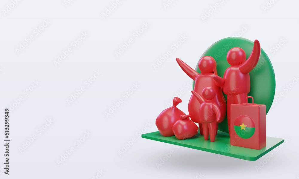 Obraz premium 3d world refugee day Burkina Faso flag rendering right view