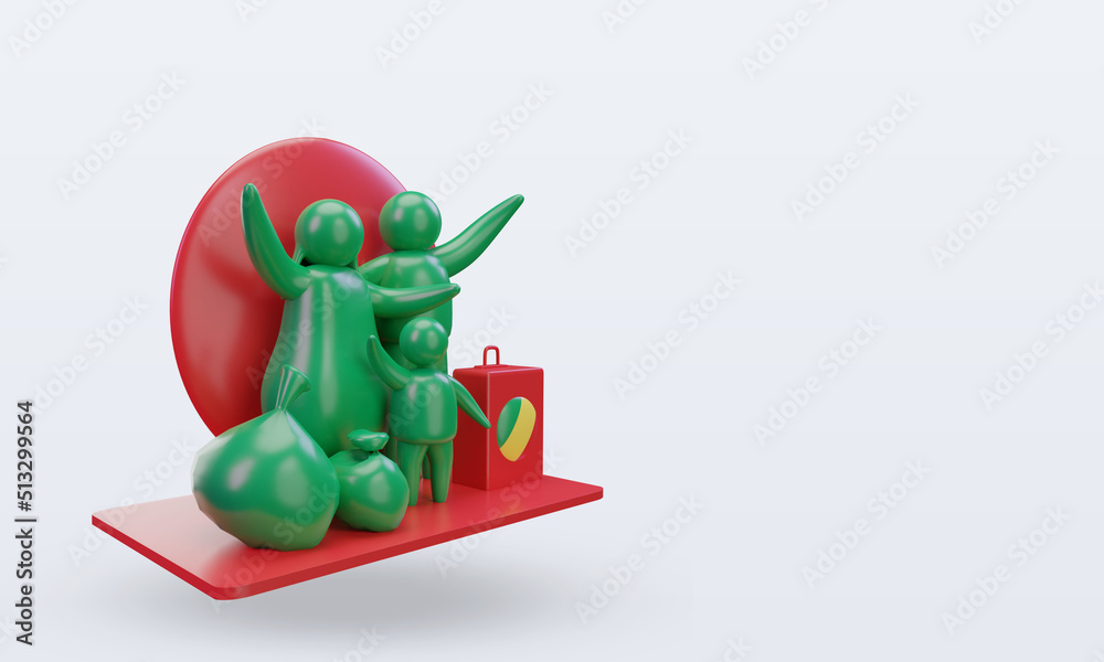 Fototapeta premium 3d world refugee day Republic Congo flag rendering left view