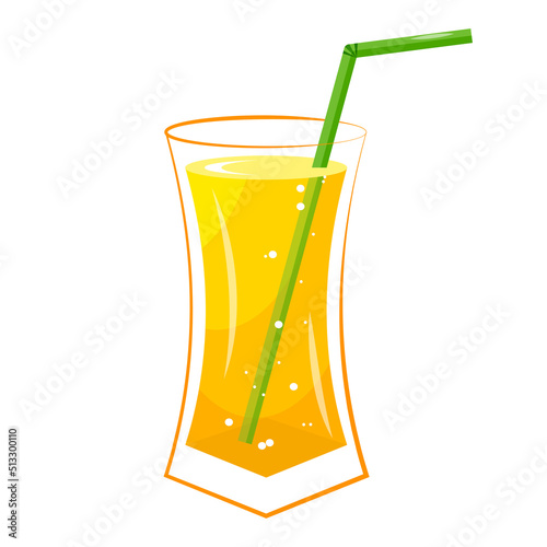Glass of orange juice. Vector illustration