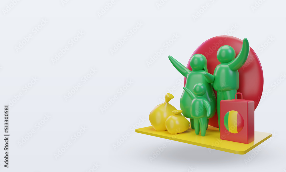 3d world refugee day Mali flag rendering right view