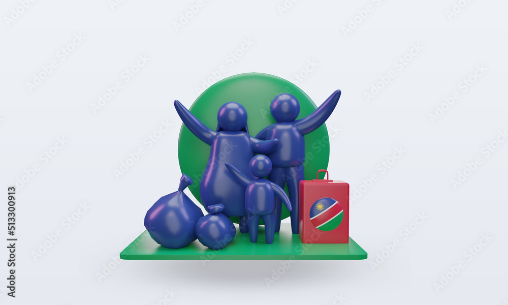 3d world refugee day Namibia flag rendering front view 3d world refugee day Namibia flag rendering front view