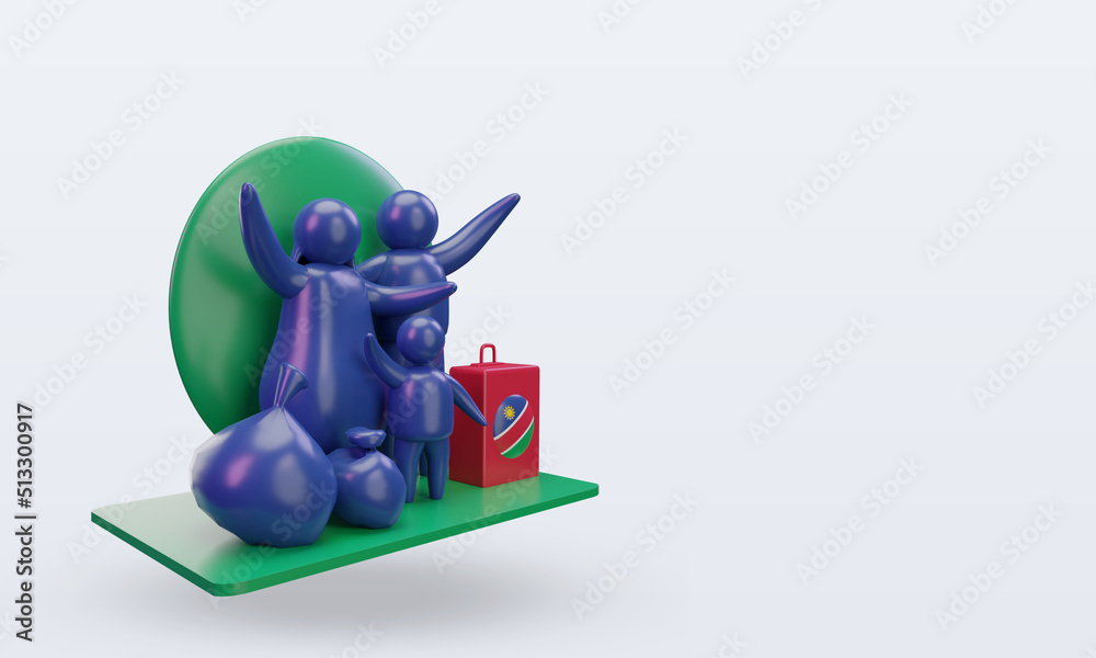 Obraz premium 3d world refugee day Namibia flag rendering left view