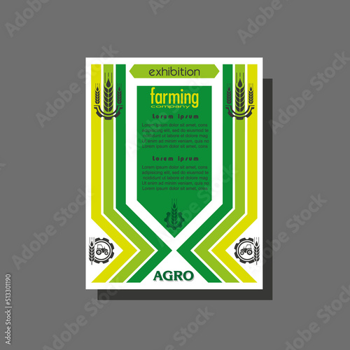 Agriculture brochure design template for agricultural company, agro conference, forum, event, exhibition