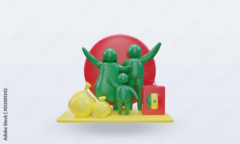 Fototapeta premium 3d world refugee day Senegal flag rendering front view