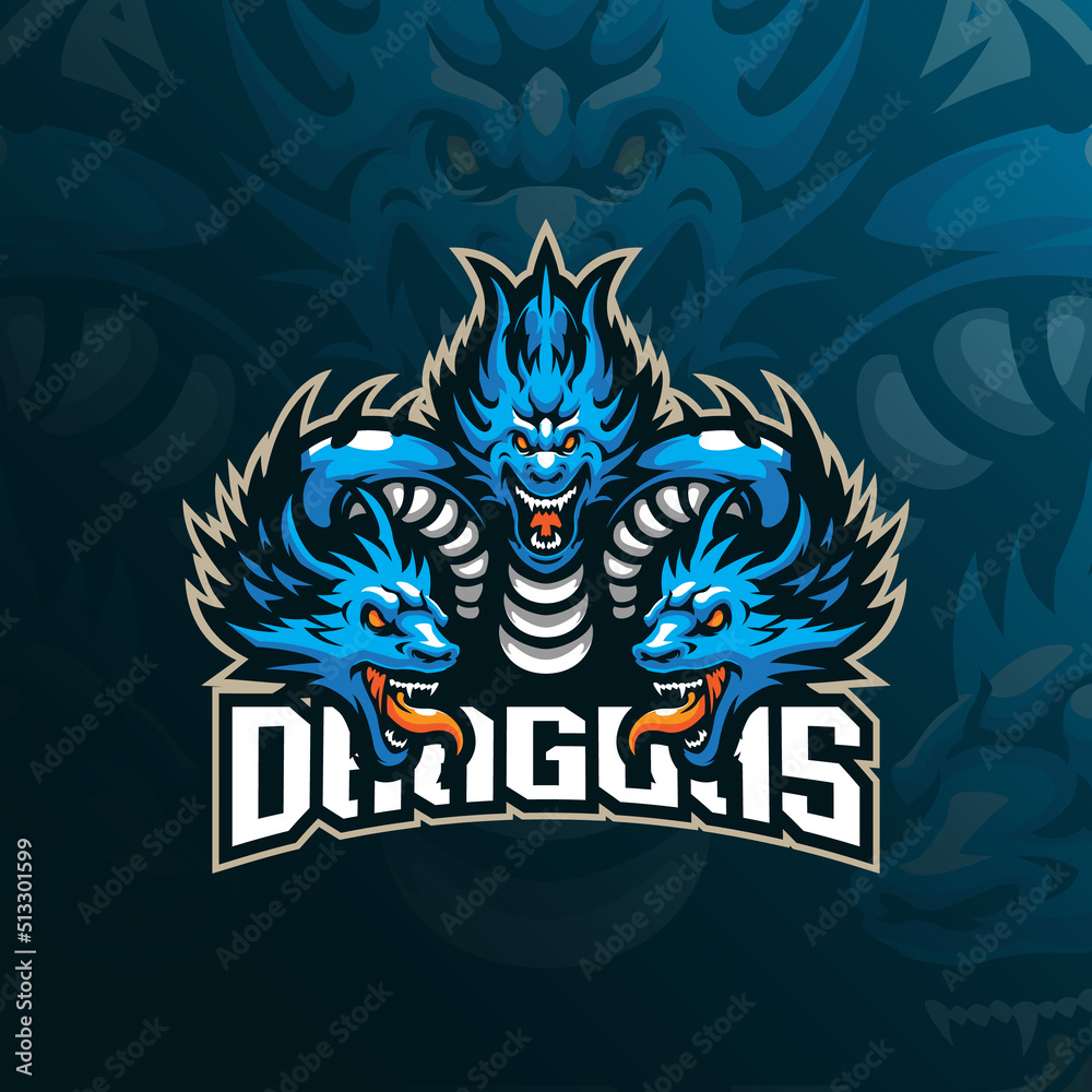 Dragon mascot logo design vector with modern illustration concept style for badge, emblem and t shirt printing. Angry dragon illustration for sport and esport team.