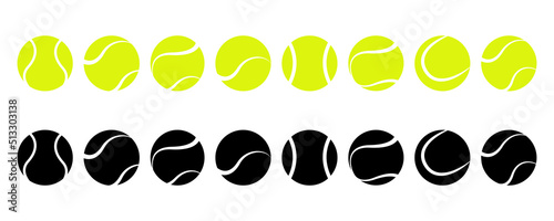 Photo Set with tennis balls vector icons