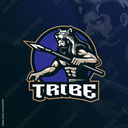 Tribe mascot logo design vector with modern illustration concept style for badge, emblem and t shirt printing. Tribe illustration for sport and esport team.