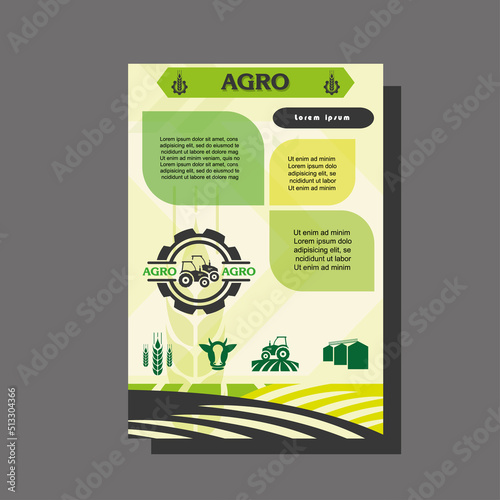 Agriculture brochure design template for agricultural company, agro conference, forum, event, exhibition, business