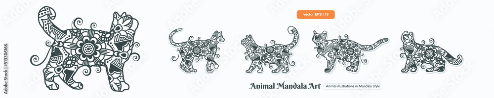 Animal Mandala Art. Boho Style elements. Animal Mandala Art. Boho Style elements.