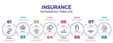 infographic template with icons and 8 options or steps. infographic for insurance concept. included life insurance, problem electric, family insurance, towed car, slippery road, frontal crash,