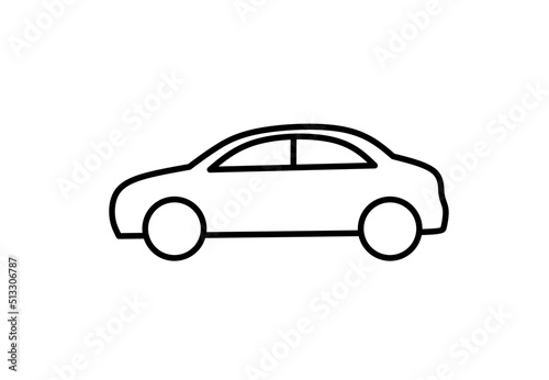 outline side view car icon isolated on white background © Sutana