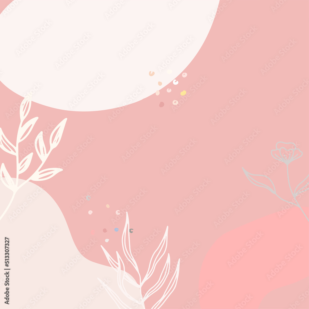 Beautiful pastel social media square banner background template with minimal abstract organic shapes composition in trendy contemporary collage style. Minimal background with Scandinavian color theme