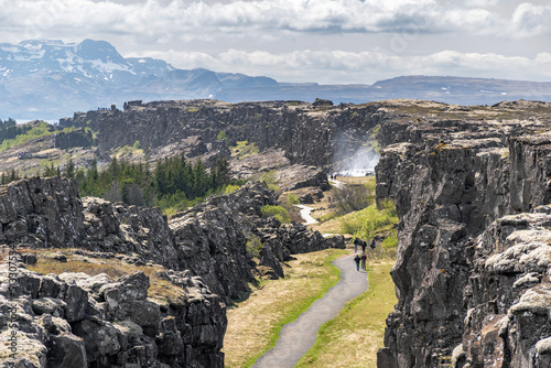 Panoramic view of the rift valley at the Thingvellir national park in Iceland photo