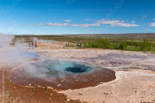 The hot spring Blesi in the Geysir geothermal area in Iceland