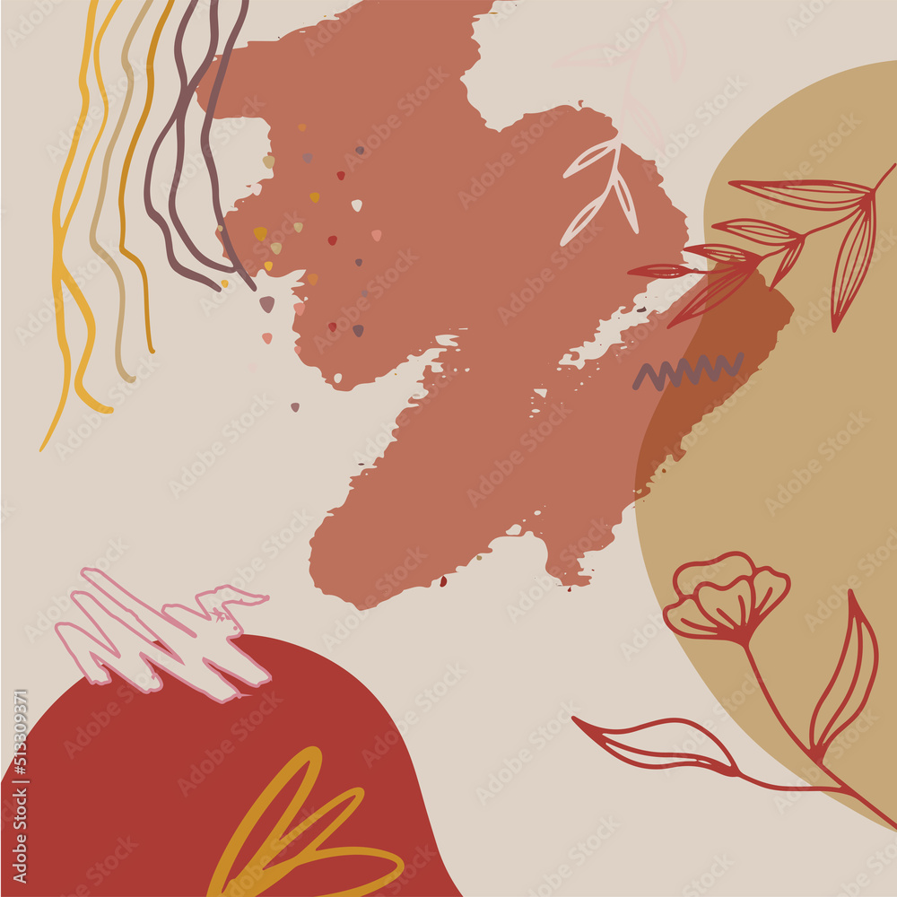Square banner background of creative minimalist hand draw illustrations floral outline lily pastel beige Scandinavian simple abstract shape for wall decoration, postcard, brochure, and social media Square banner background of creative minimalist hand draw illustrations floral outline lily pastel beige Scandinavian simple abstract shape for wall decoration, postcard, brochure, and social media