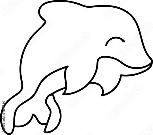 black outline dolphin isolated on white background