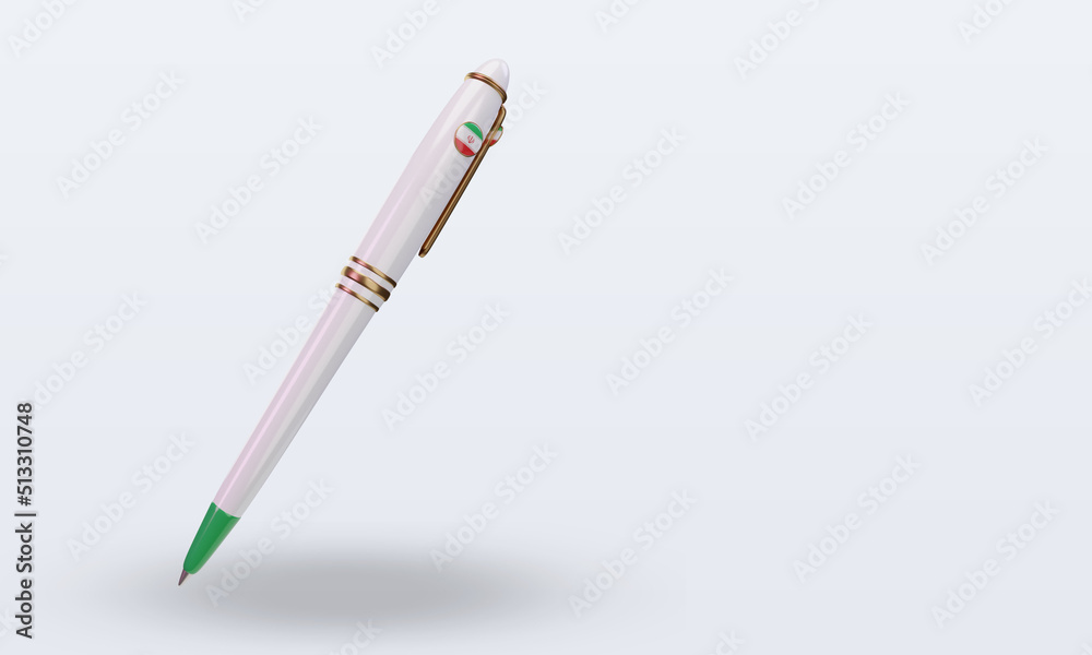 3d ballpoint Iran flag rendering left view 3d ballpoint Iran flag rendering left view
