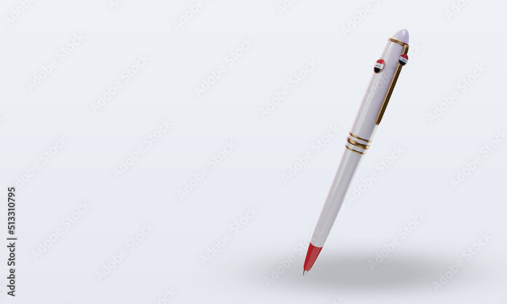 3d ballpoint Iraq flag rendering right view 3d ballpoint Iraq flag rendering right view