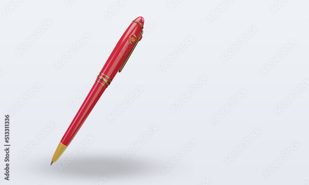 3d ballpoint Montenegro flag rendering left view 3d ballpoint Montenegro flag rendering left view