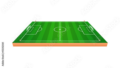 Football field 3d template top and side view.