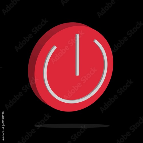 3D power on or turn power off for your project. 3D power button on black 