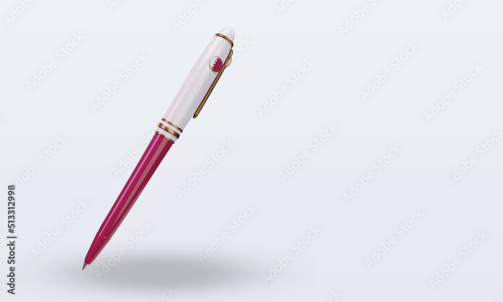 3d ballpoint Qatar flag rendering left view 3d ballpoint Qatar flag rendering left view