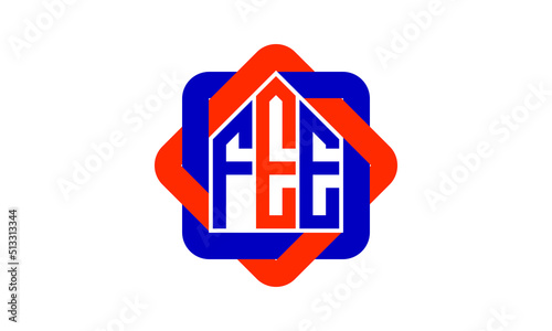FEE three letter real estate logo with home icon logo design vector template | construction logo | housing logo | engineering logo | initial letter logo | minimalist logo | property logo |
