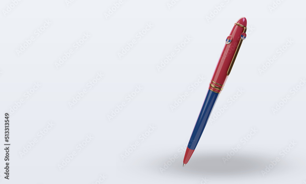 3d ballpoint Serbia flag rendering right view 3d ballpoint Serbia flag rendering right view