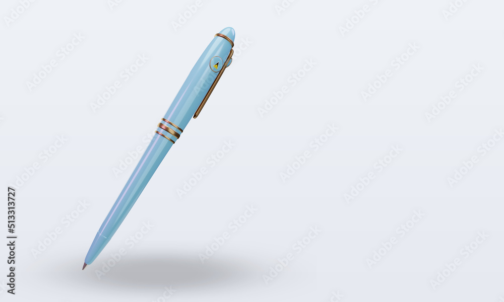 3d ballpoint St Lucia flag rendering left view 3d ballpoint St Lucia flag rendering left view