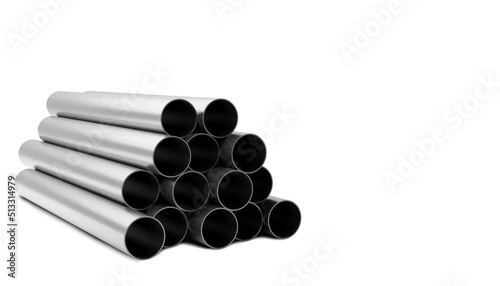 3d render of metal pipes stacked in a pyramid.Digital image illustration.