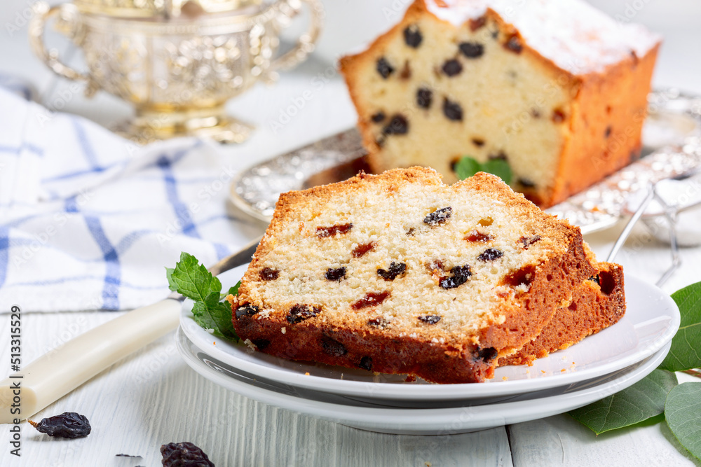 Homemade fruit cake with raisins. Homemade fruit cake with raisins.